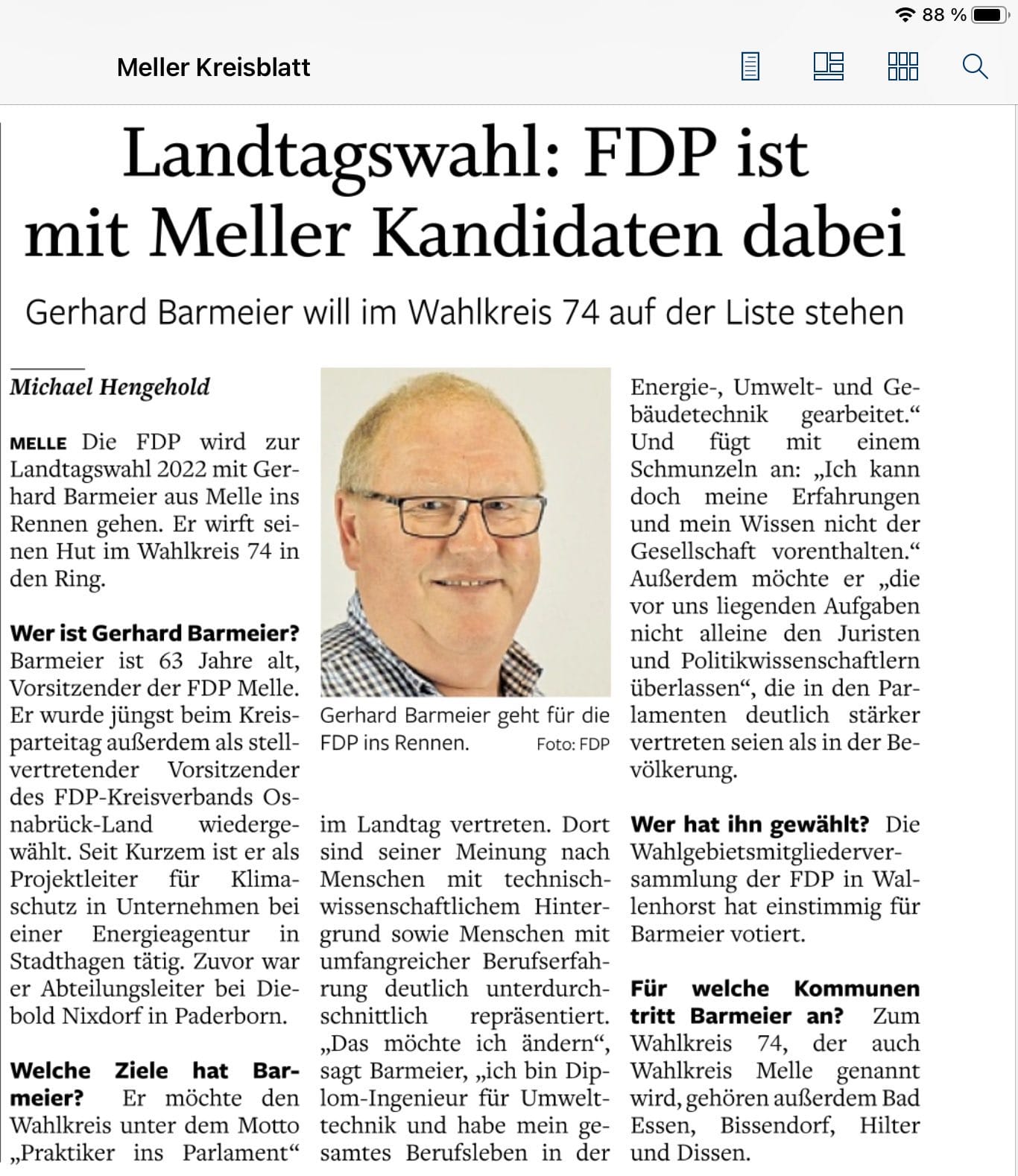 Auszug des Artikels
